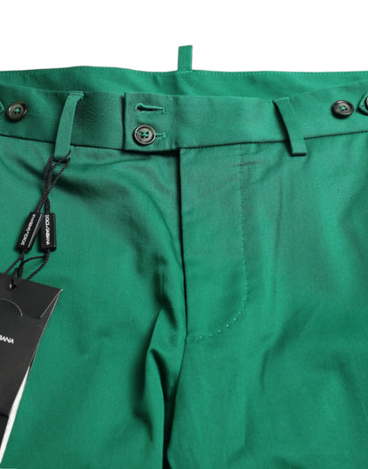  - Elegant Deep Green Cotton Bermuda Shorts