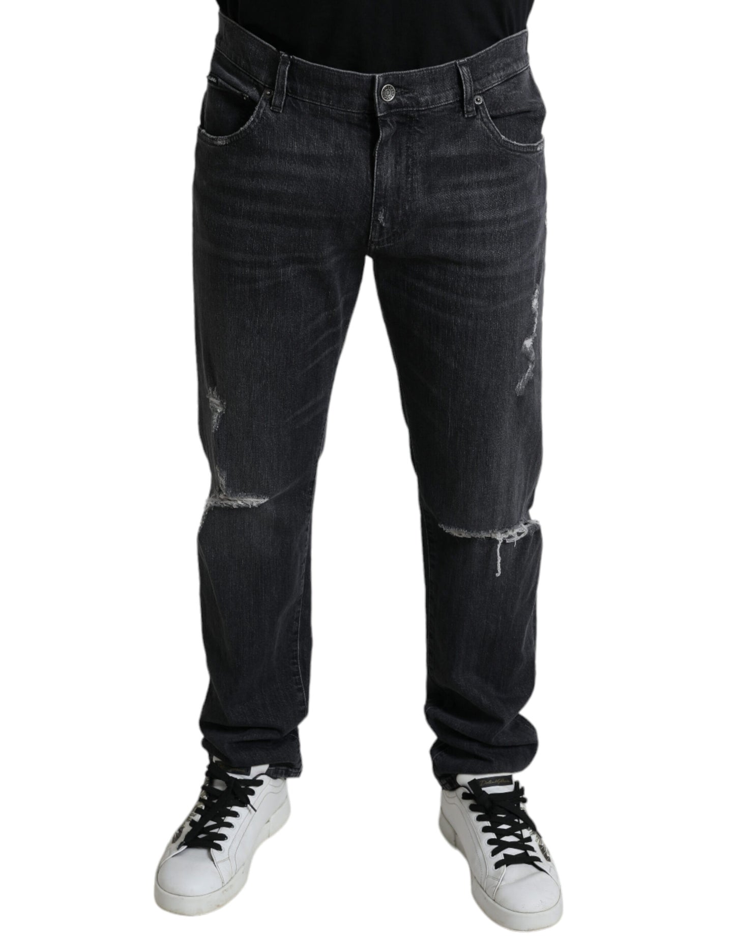  - Elegant Slim Fit Tattered Denim Jeans