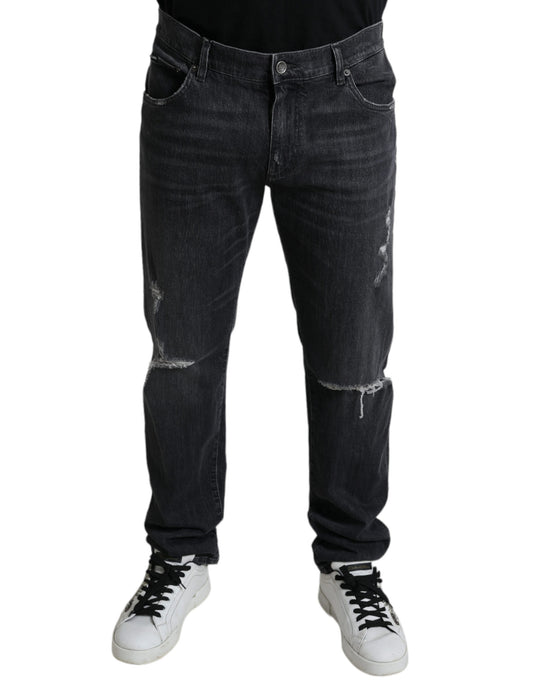  - Elegant Slim Fit Tattered Denim Jeans