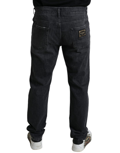  - Elegant Slim Fit Tattered Denim Jeans