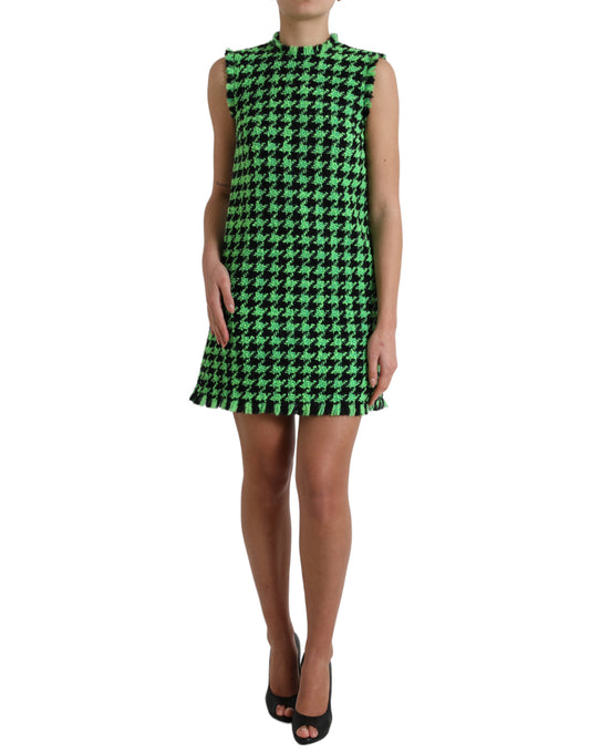  - Elegant Houndstooth Knitted Mini Dress