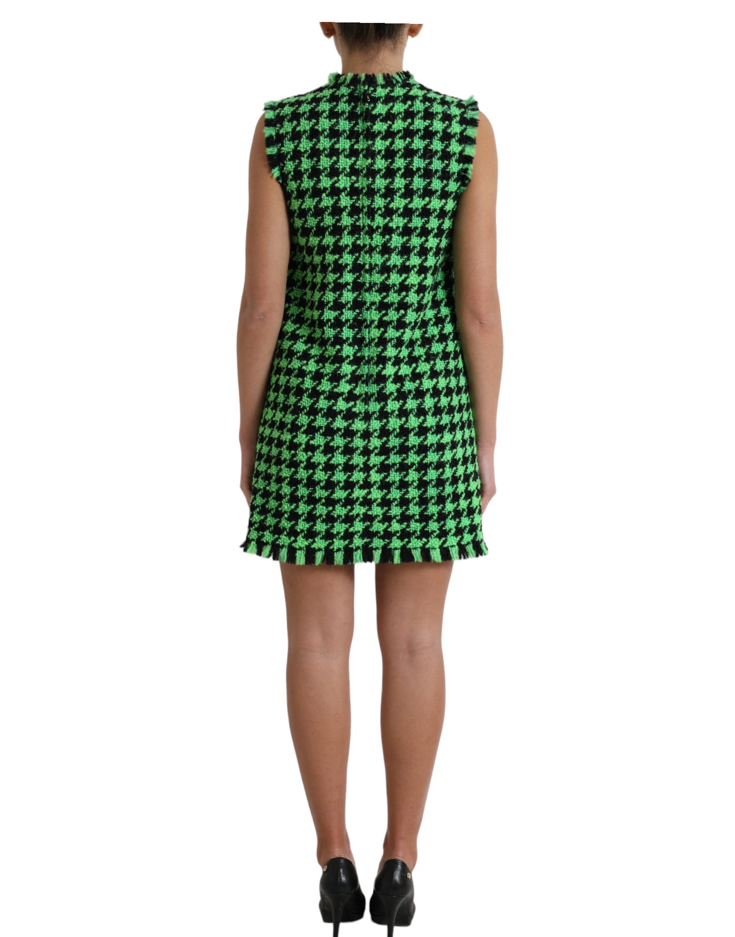  - Elegant Houndstooth Knitted Mini Dress