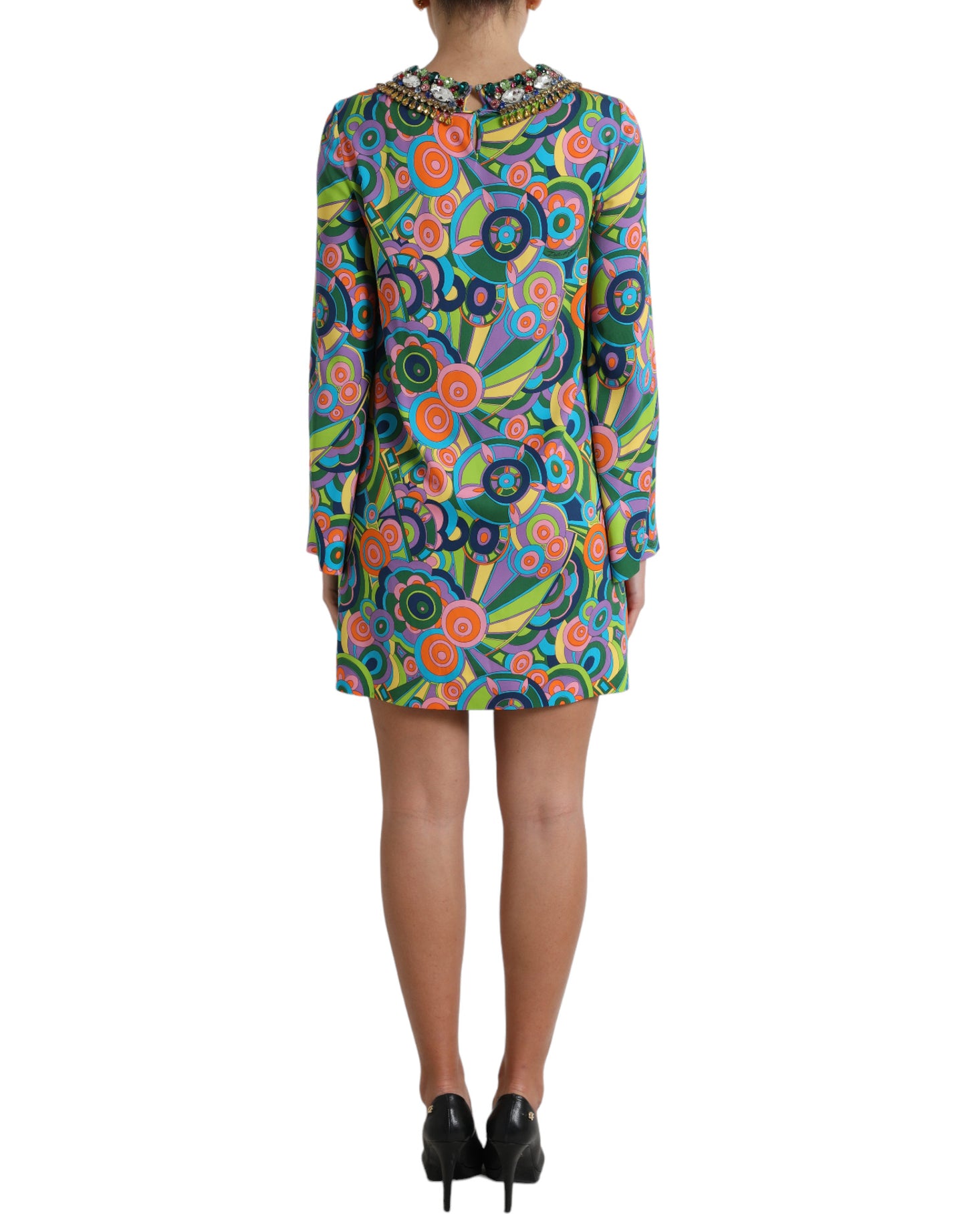  - Multicolor Geometric Silk Mini Dress