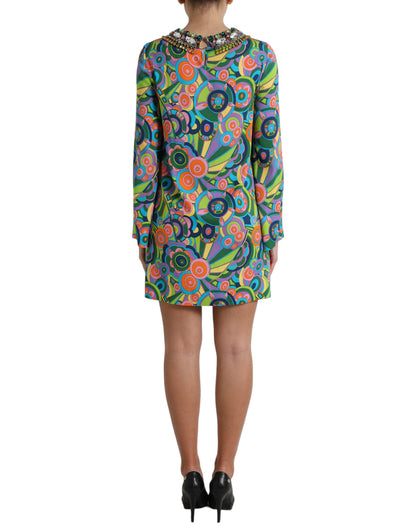  - Multicolor Geometric Silk Mini Dress