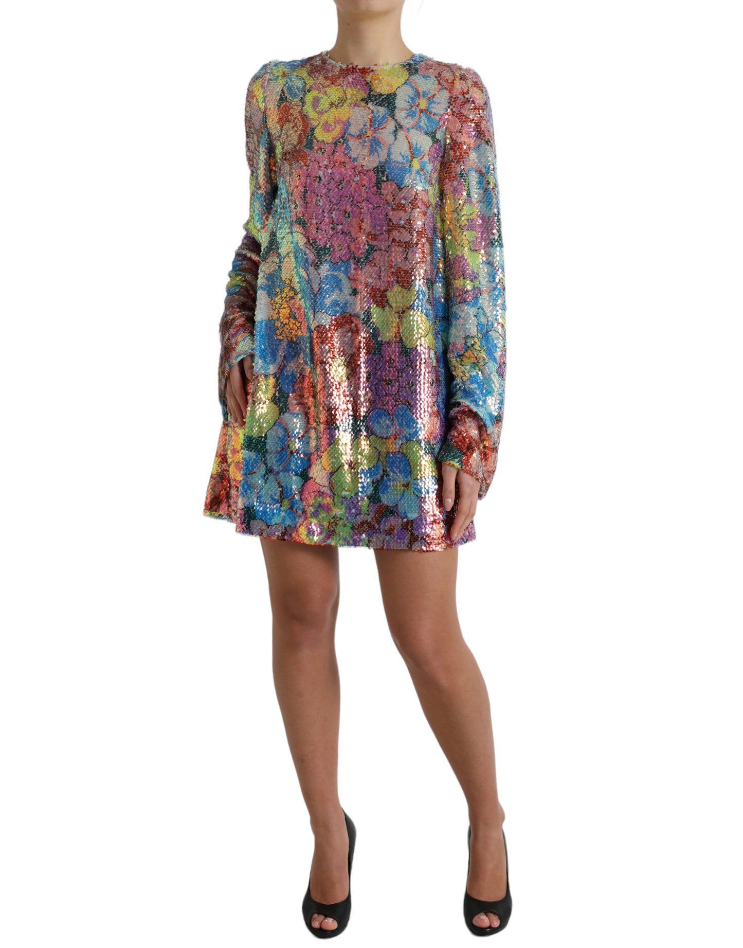  - Pretty Floral Sequined Mini Dress