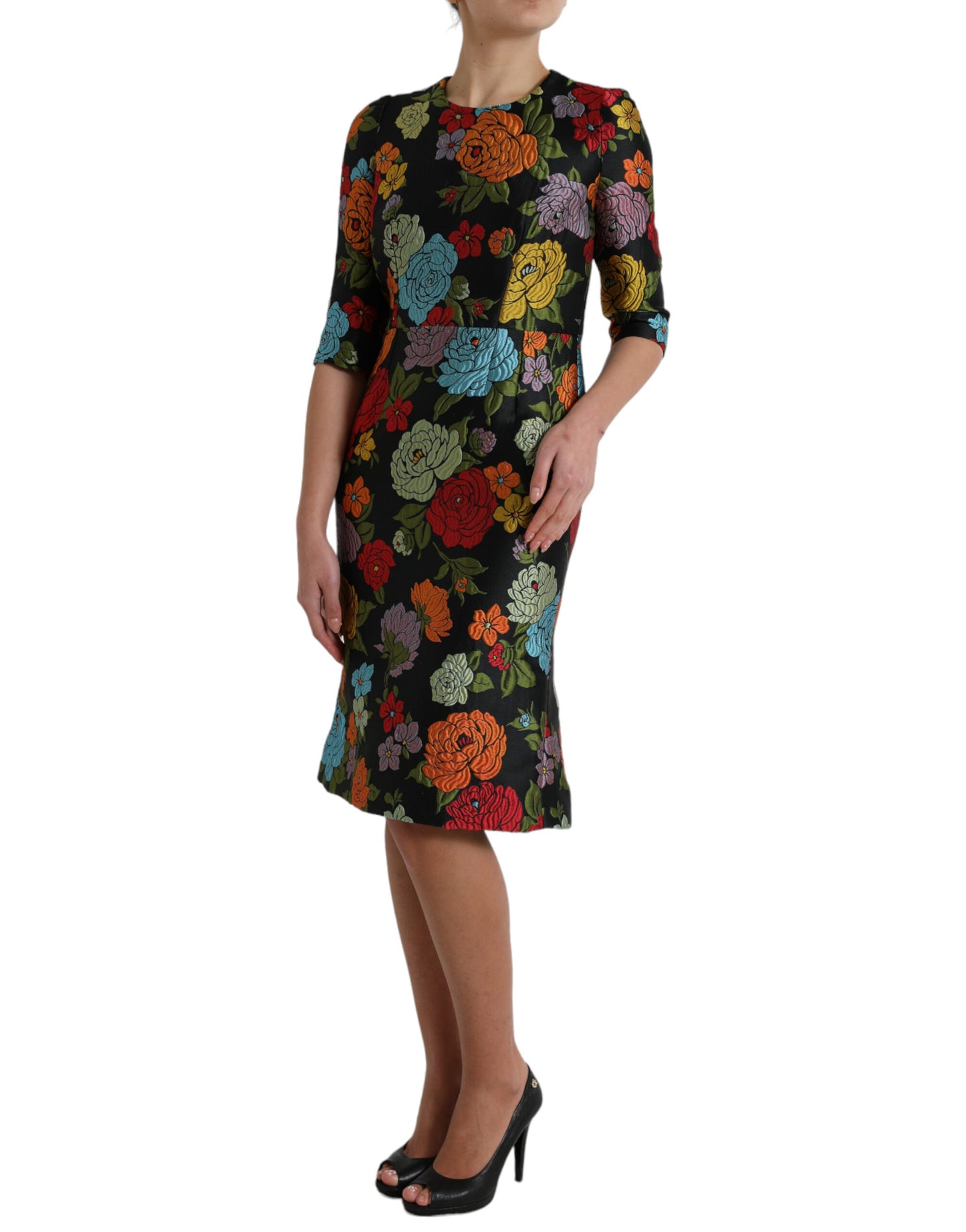  - Elegant Floral Embroidered Pencil Dress