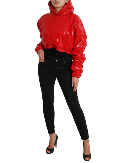  - Chic Shiny Red Cropped Jacket