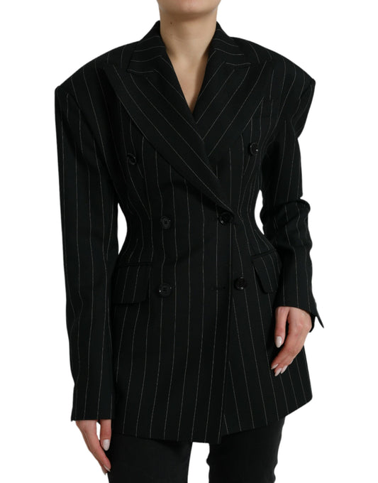  - Elegant Striped Virgin Wool Blazer