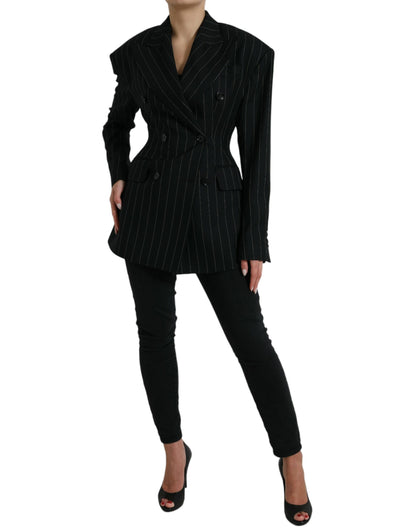  - Elegant Striped Virgin Wool Blazer