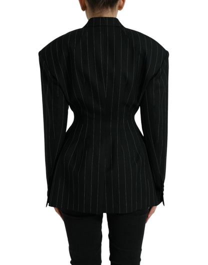  - Elegant Striped Virgin Wool Blazer