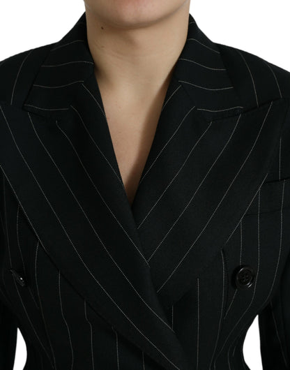  - Elegant Striped Virgin Wool Blazer