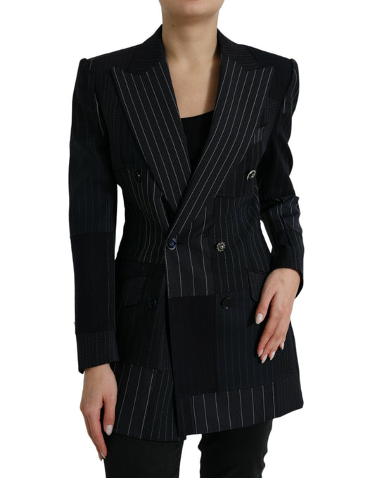  - Elegant Striped Virgin Wool Blazer