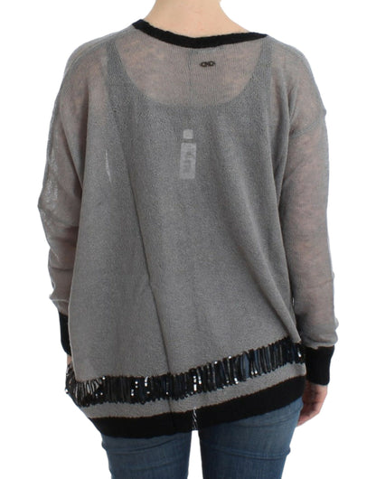  - Chic Asymmetric Embellished Knit Sweater