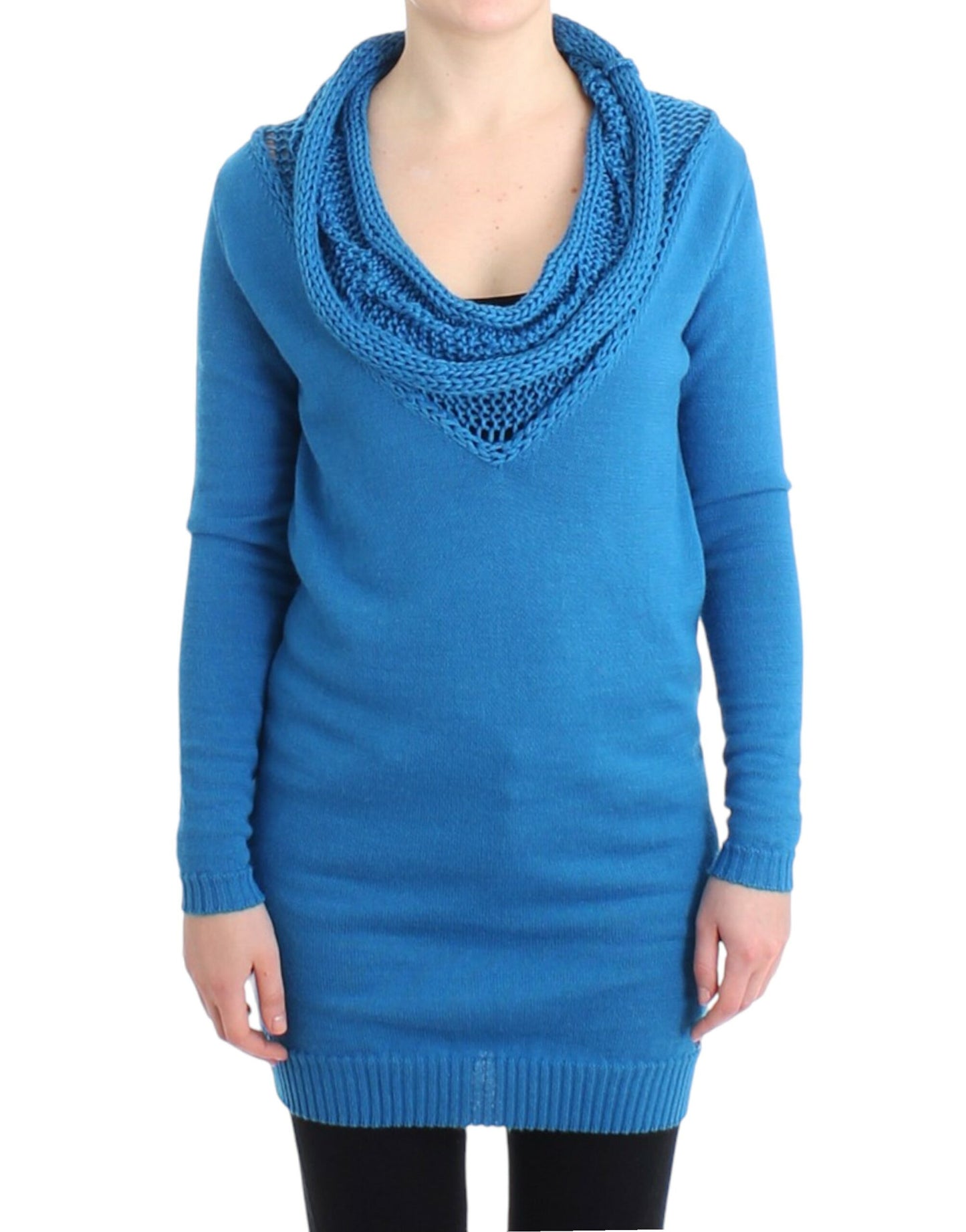  - Cozy Scoop Neck Blue Knit Sweater