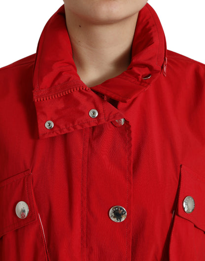  - Elegant Red Long Sleeve Jacket