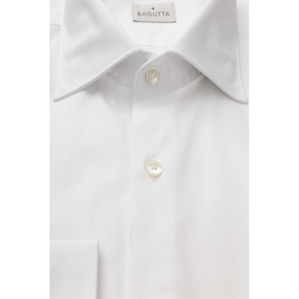 Bagutta White Cotton Men Shirt - Medium Fit Elegance