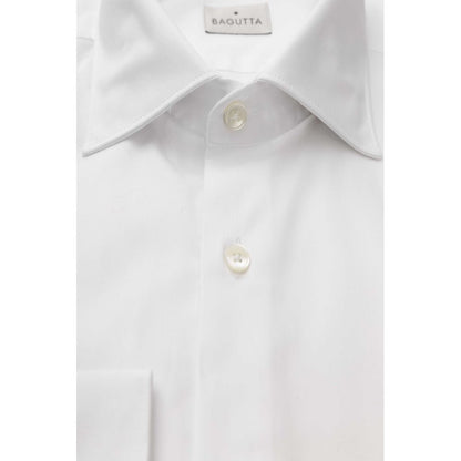 Bagutta White Cotton Men Shirt - Medium Fit Elegance