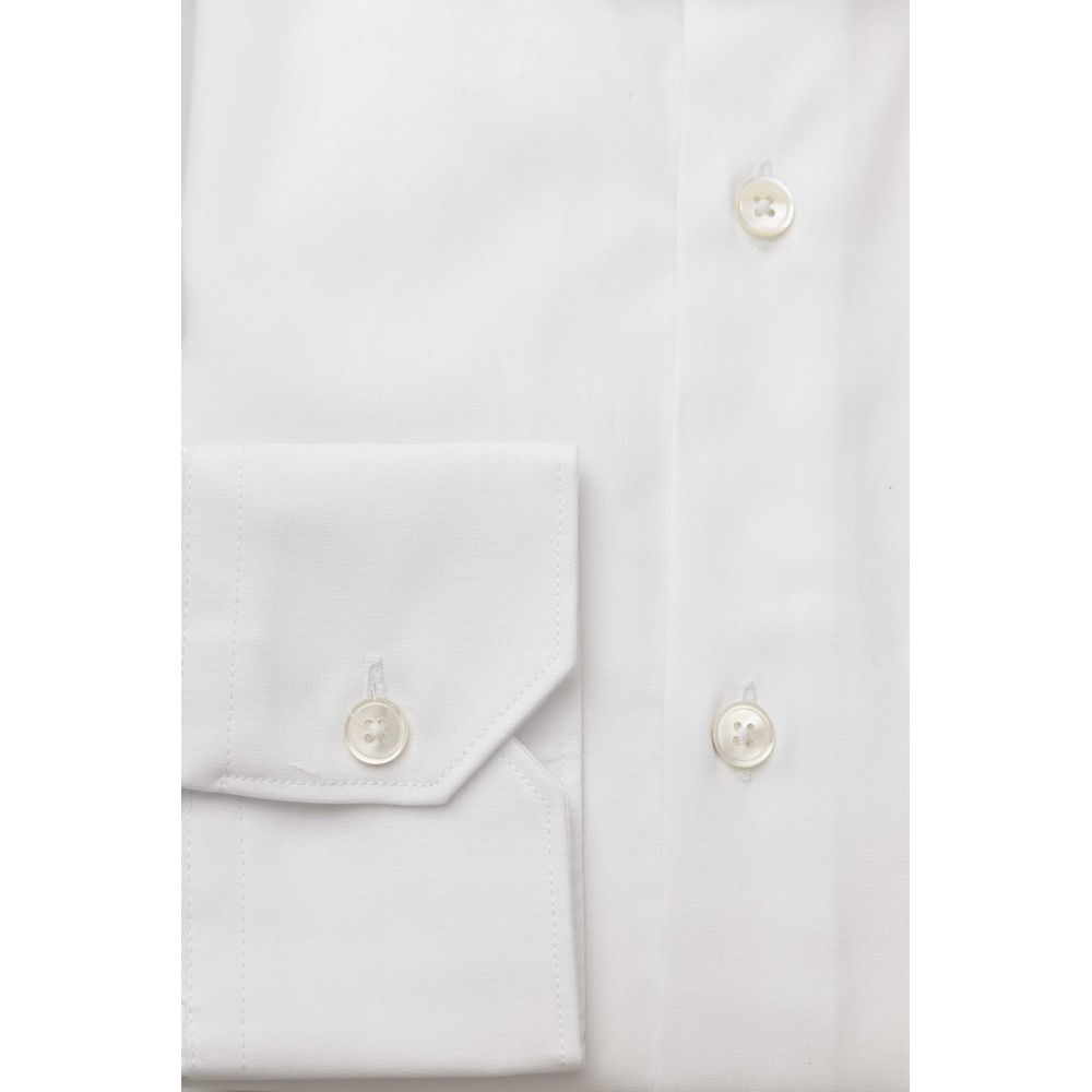 Bagutta White Cotton Men Shirt - Medium Fit Elegance