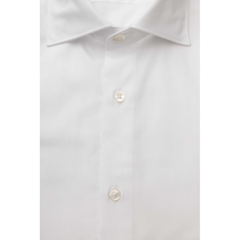 Bagutta White Cotton Men Shirt - Medium Fit Elegance