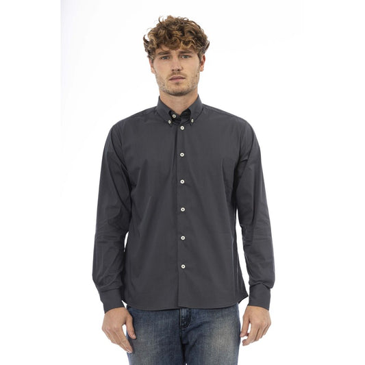  - Gray Cotton Men Shirt