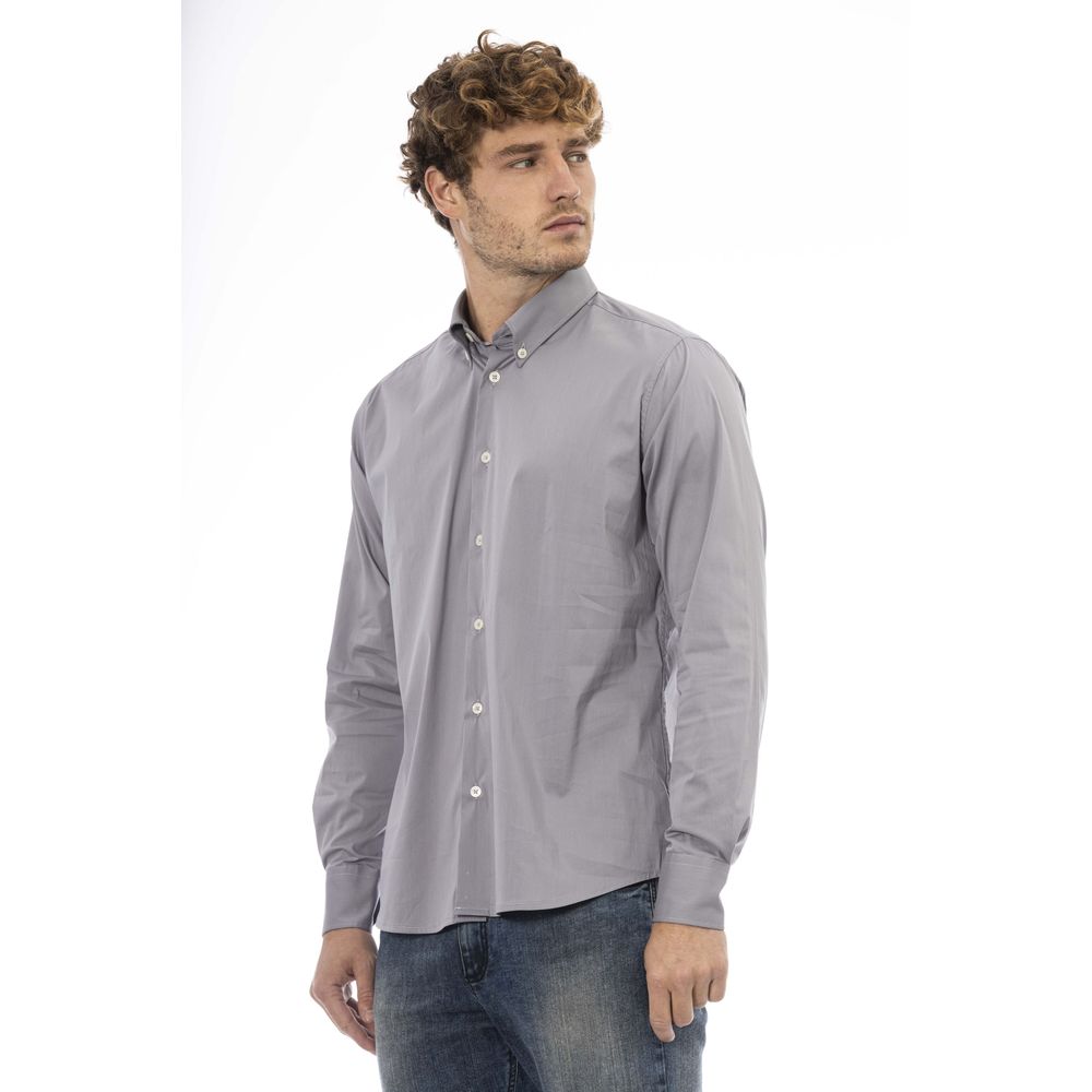  - Gray Cotton Men Shirt