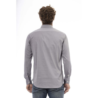  - Gray Cotton Men Shirt