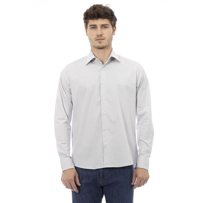  - Gray Cotton Men Shirt