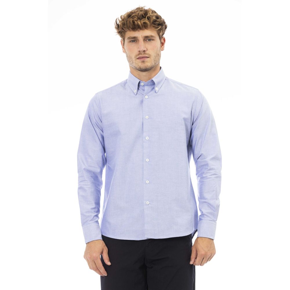  - Blue Cotton Men Shirt