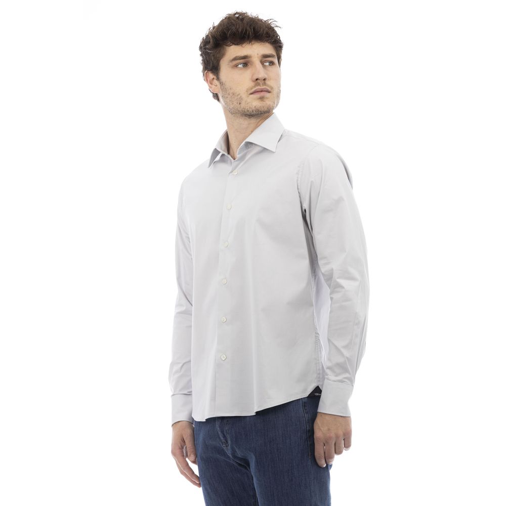  - Gray Cotton Men Shirt