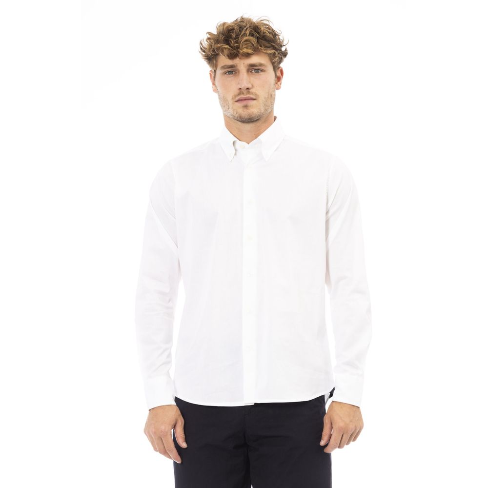  - White Cotton Men Shirt