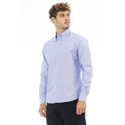  - Blue Cotton Men Shirt