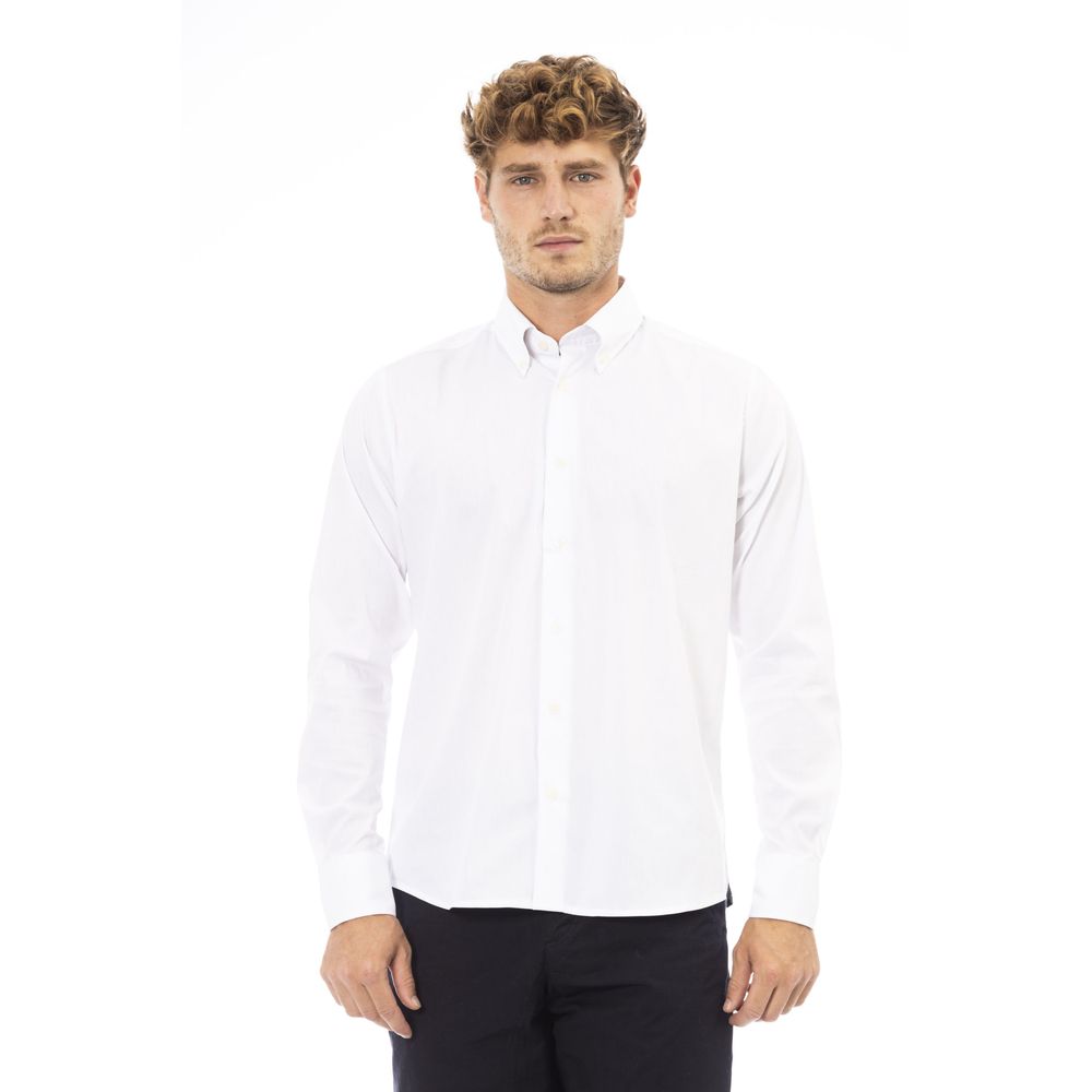  - White Cotton Men Shirt