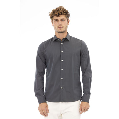  - Gray Cotton Men Shirt