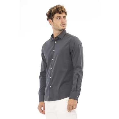  - Gray Cotton Men Shirt