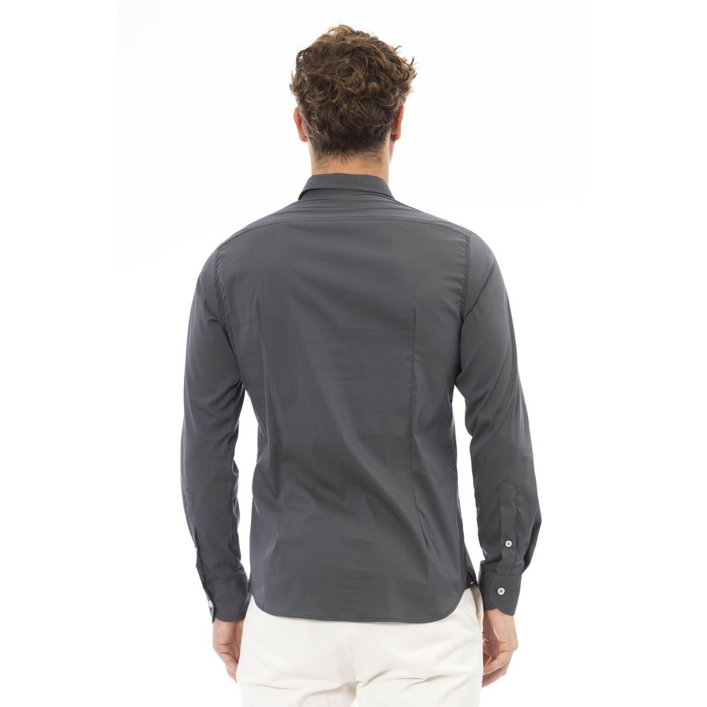  - Gray Cotton Men Shirt