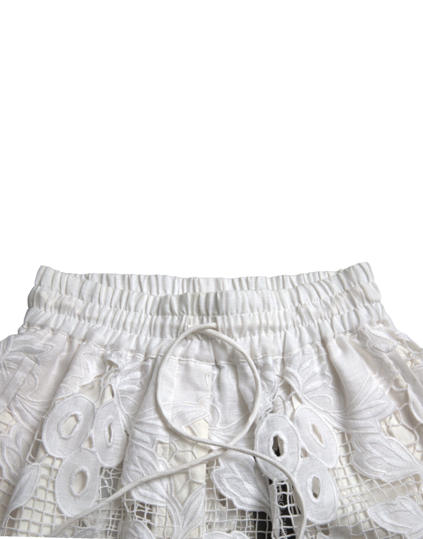  - Chic High-Waisted Lace Shorts in Pure White