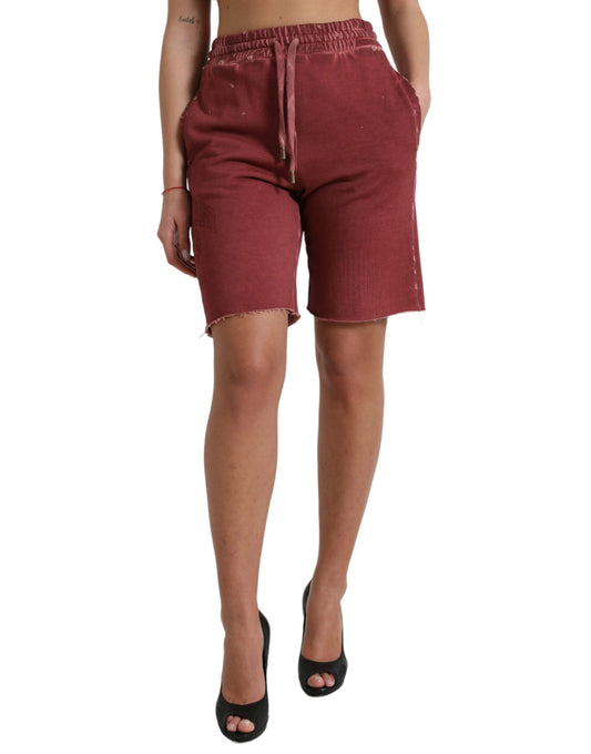  - Chic Maroon High-Waist Designer Sweatshorts