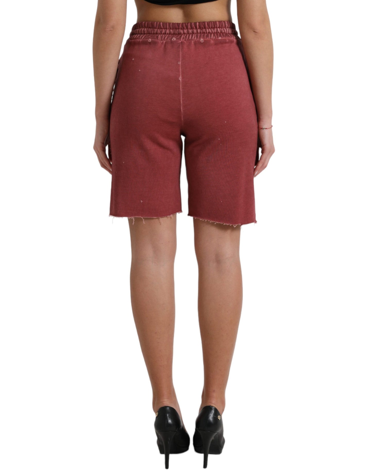  - Chic Maroon High-Waist Designer Sweatshorts