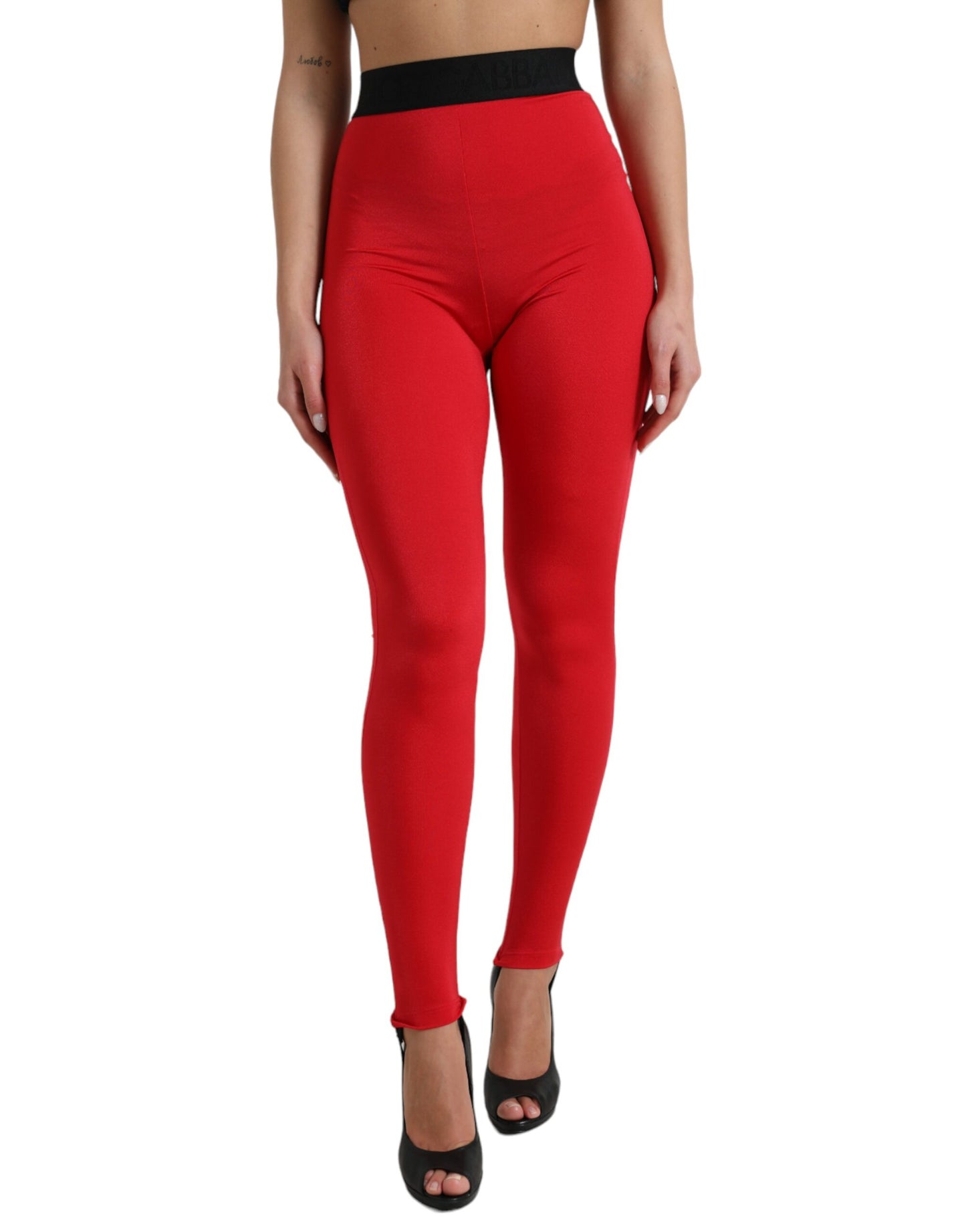  - Elegant High Waist Red Leggings