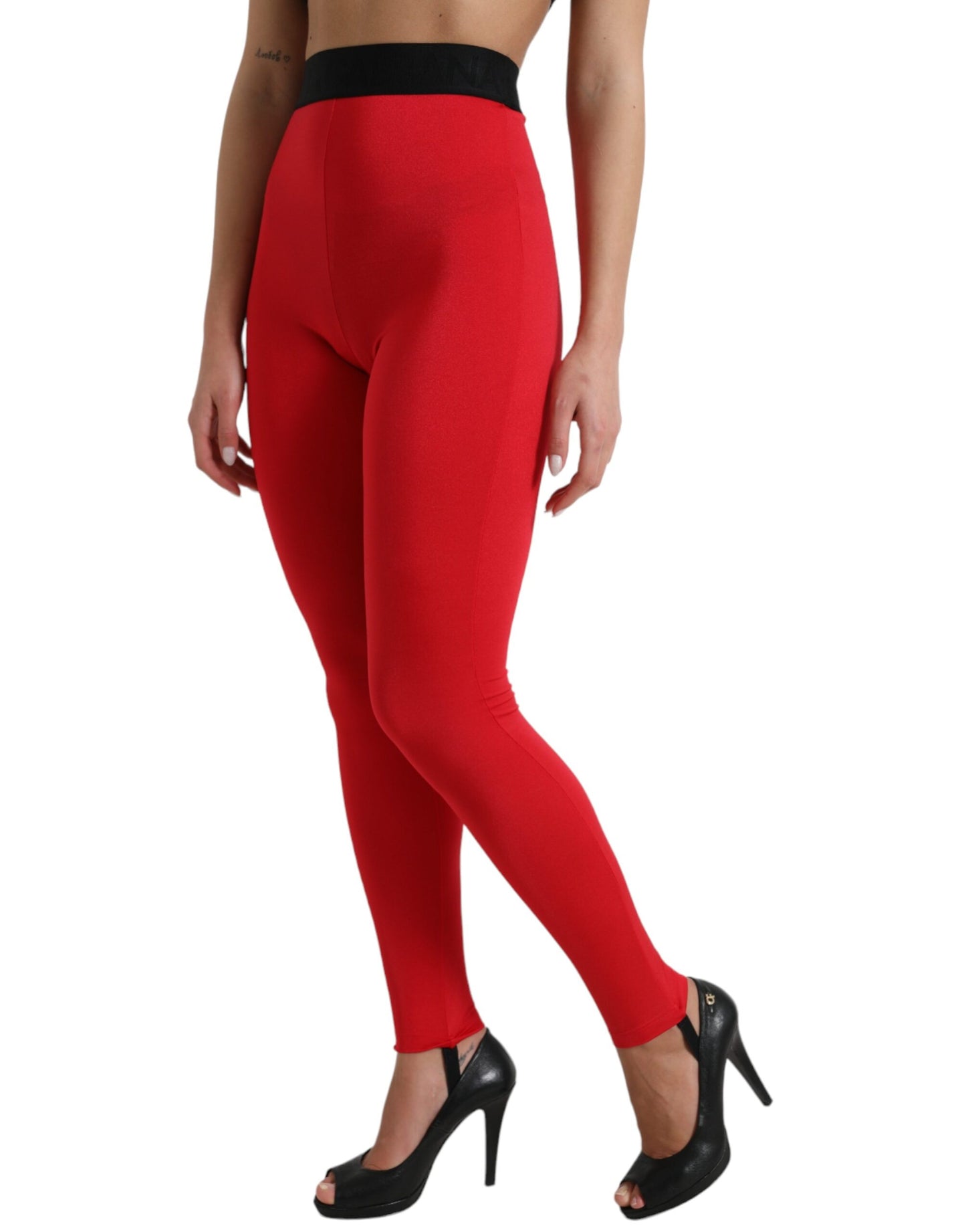  - Elegant High Waist Red Leggings