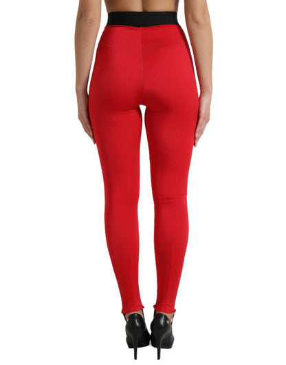  - Elegant High Waist Red Leggings