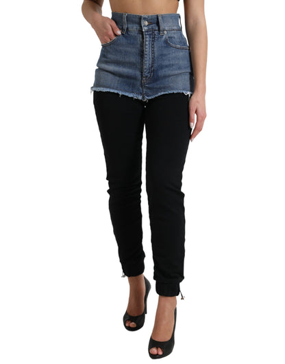  - Chic High Waist Skinny Pants with Denim Shorts