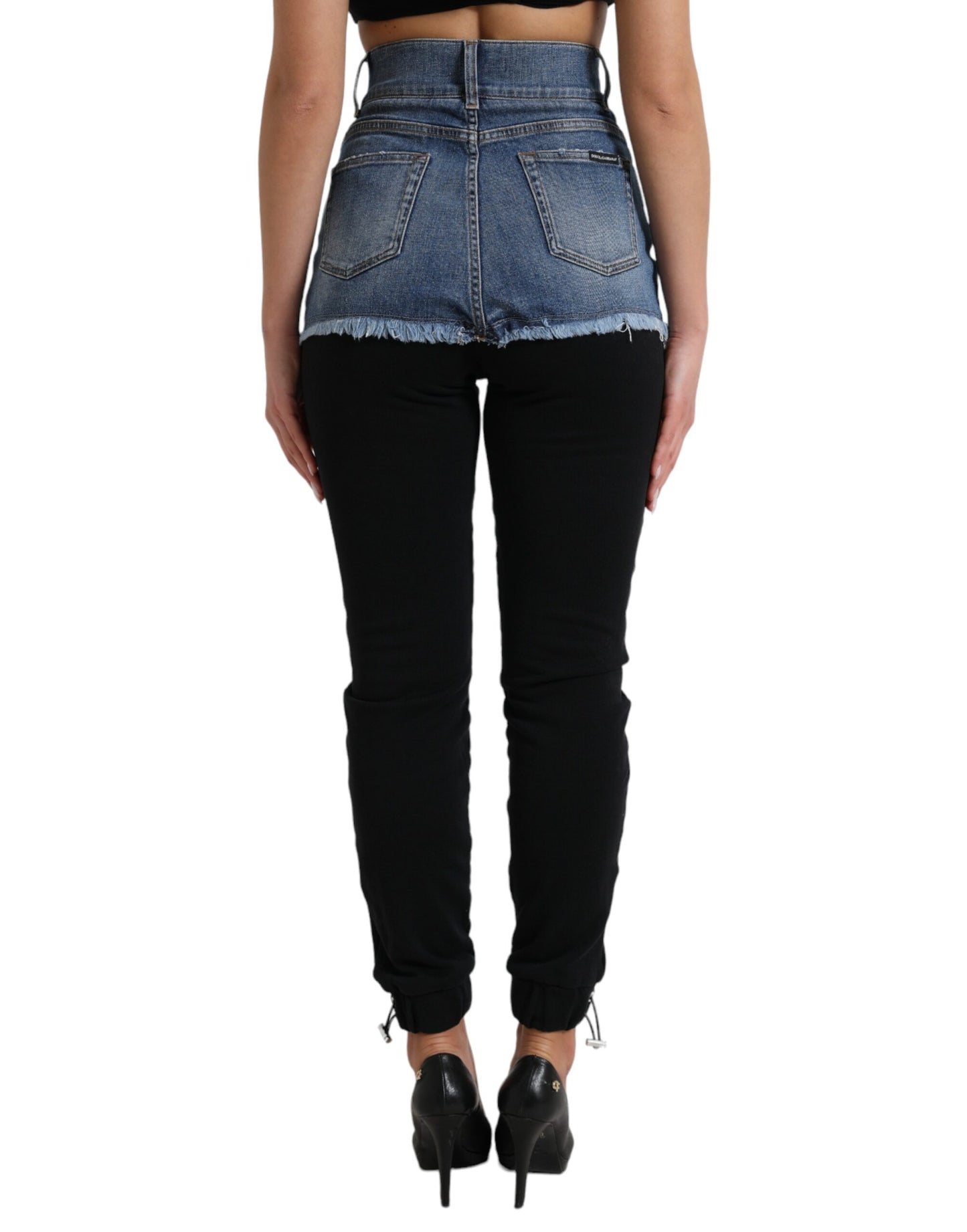  - Chic High Waist Skinny Pants with Denim Shorts