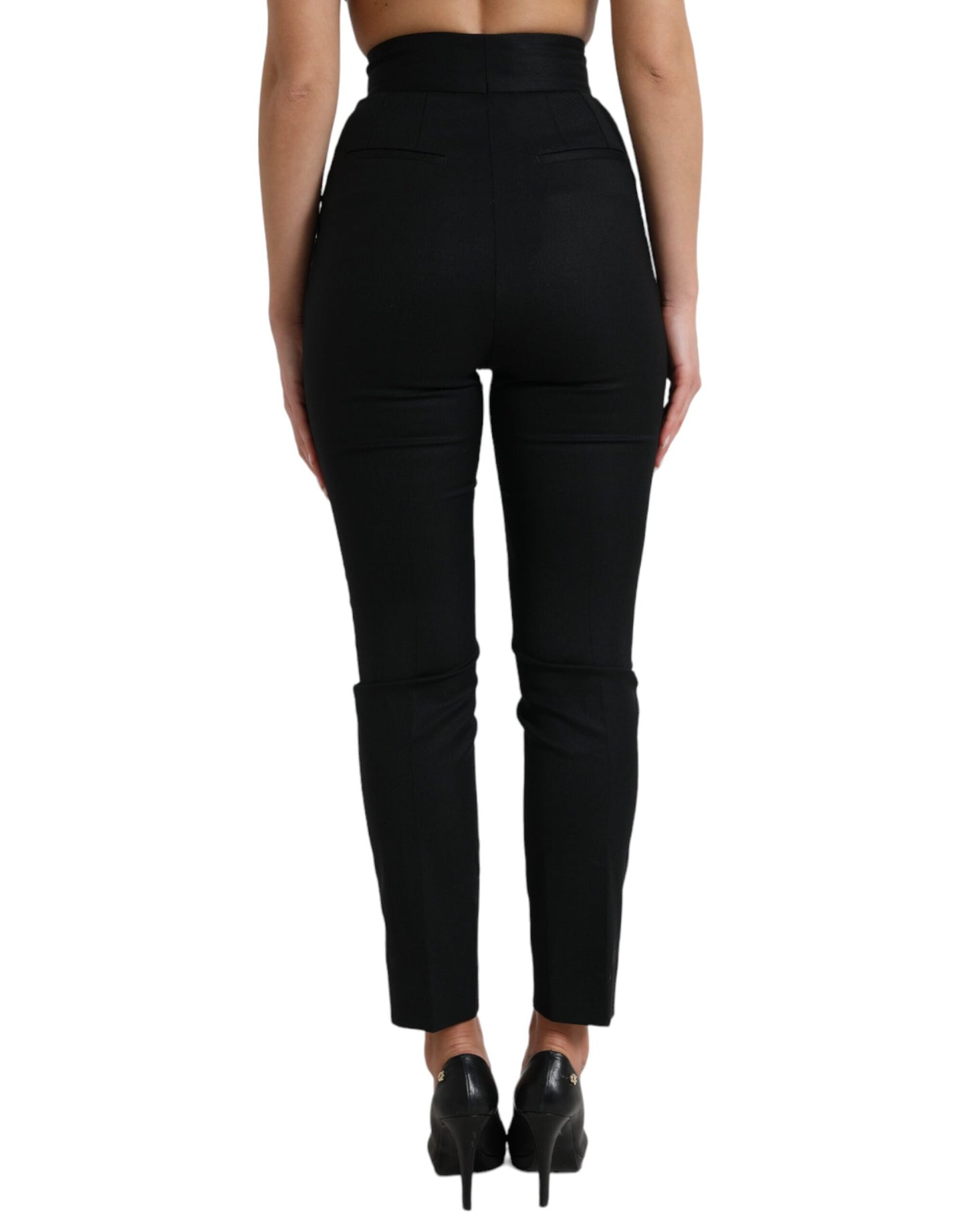  - Elegant High Waist Tapered Wool Pants