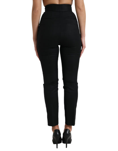  - Elegant High Waist Tapered Wool Pants