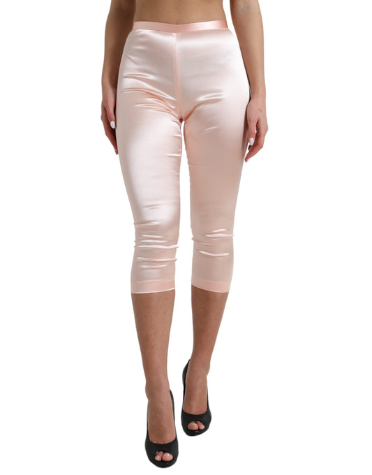  - Chic Pink High Waist Cropped Silk Pants