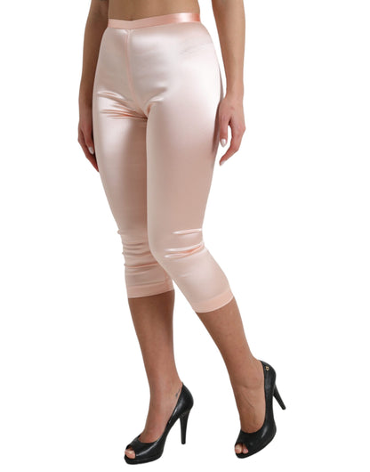  - Chic Pink High Waist Cropped Silk Pants