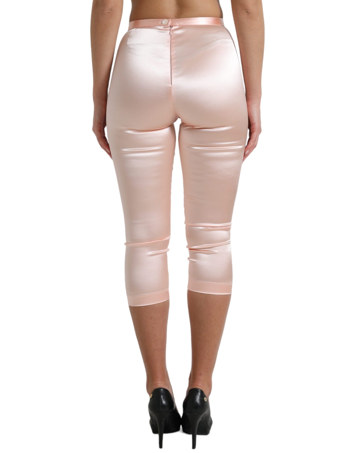  - Chic Pink High Waist Cropped Silk Pants