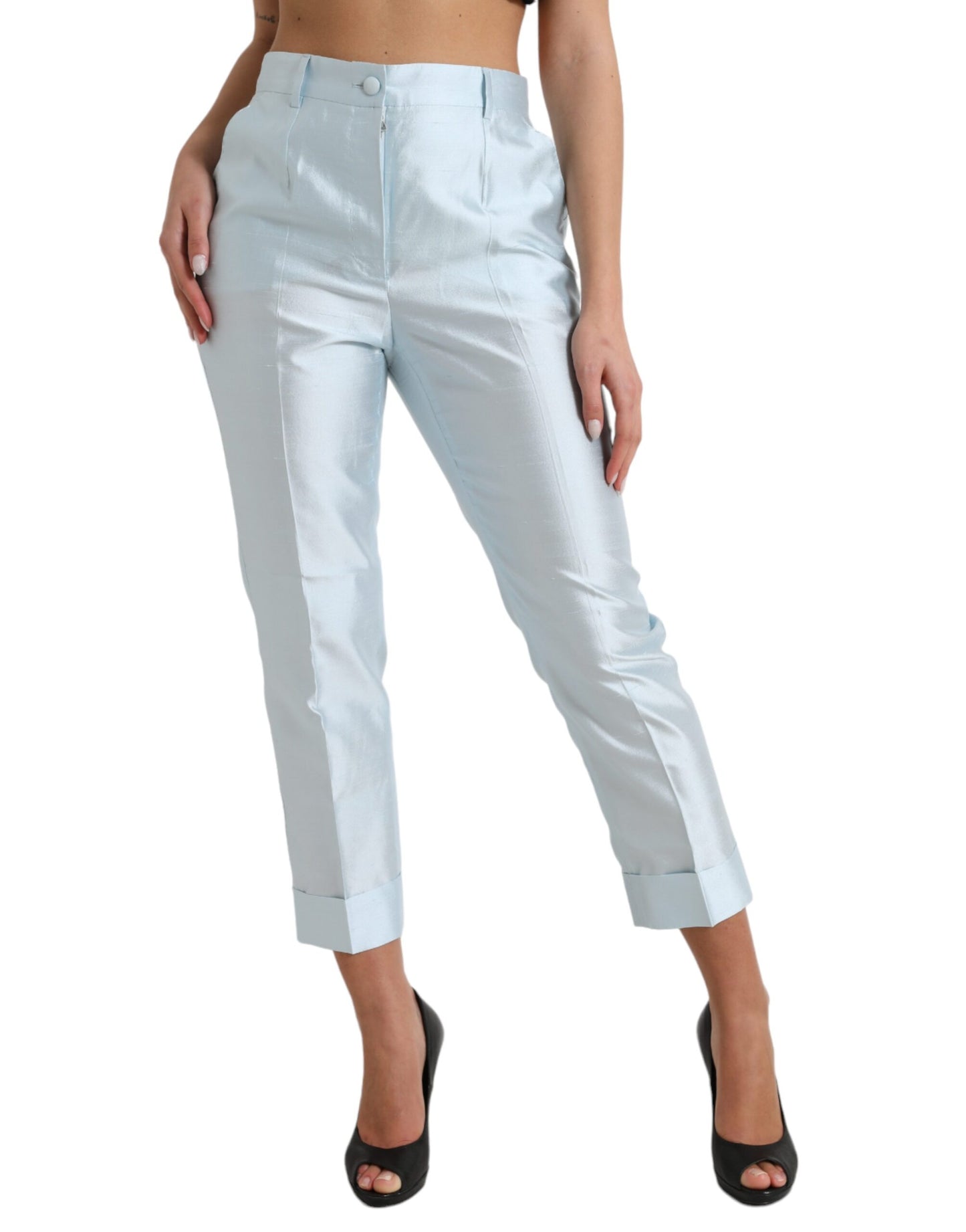  - Chic Sky Blue High Waist Cropped Pants