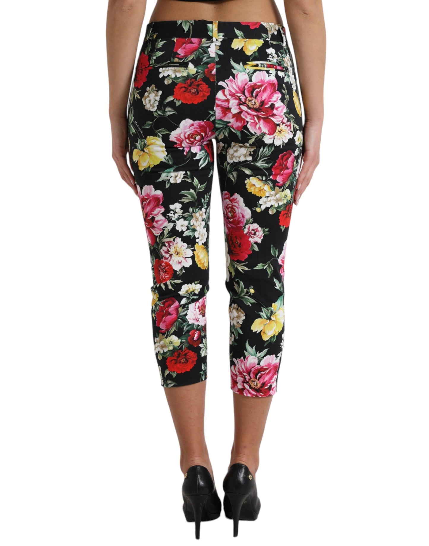  - Elegant Floral Mid Waist Cropped Pants